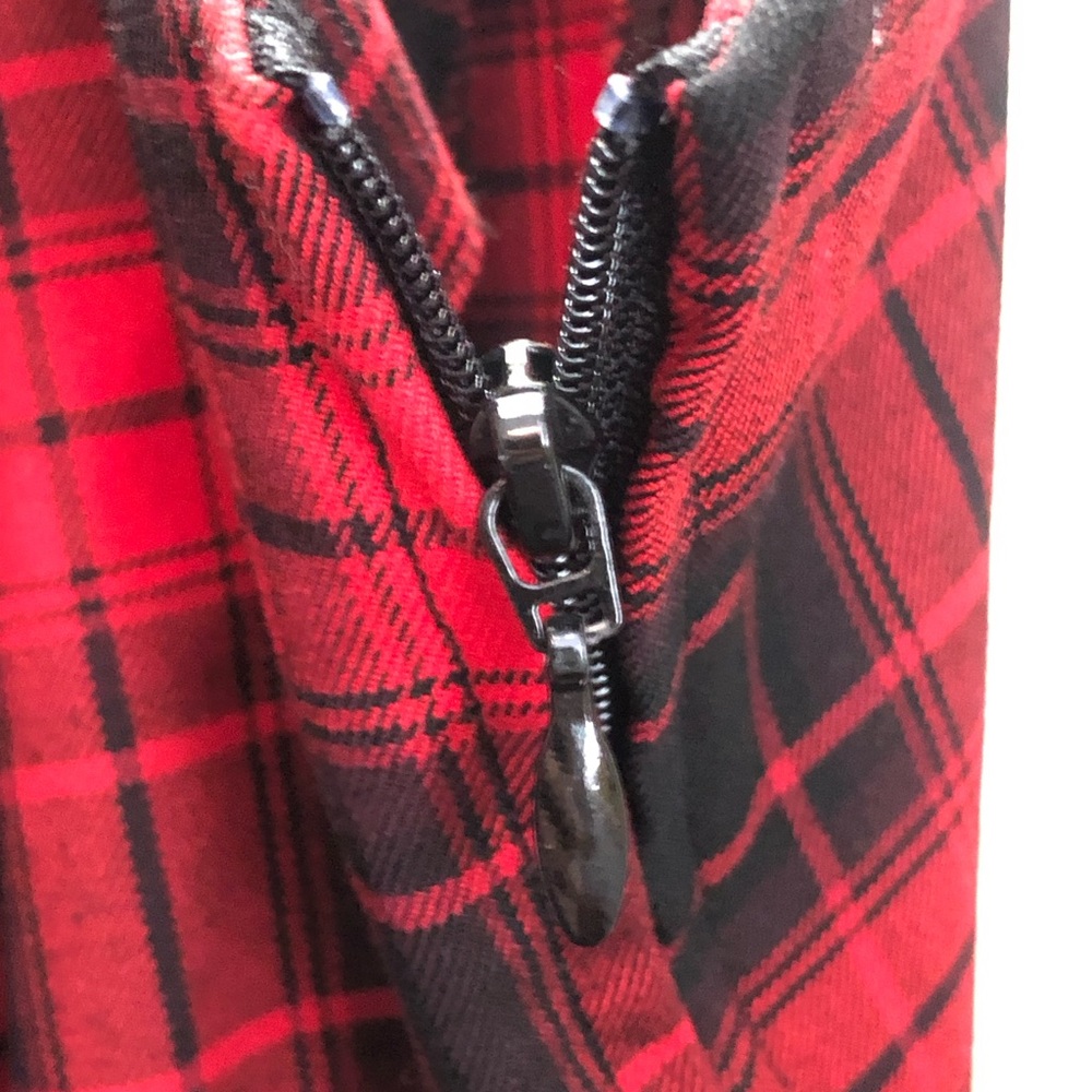 H&M Red and Black Plaid Midi Dress with Belt - Picture 4 of 6